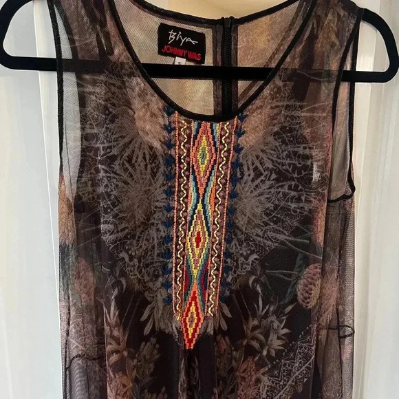 Johnny Was Biya Sheet Maxi Dress Size Small Color Black Brown - Picture 4 of 6